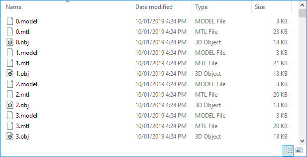 Example output from the ModelDumper program in the Windows Explorer file manager