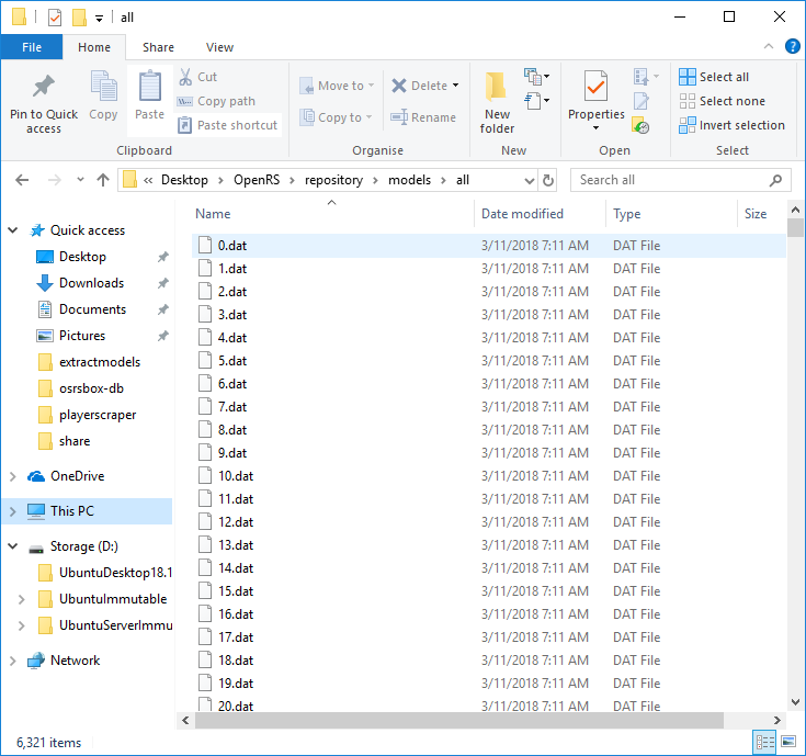 Example of files dumped from the ModelDumper tool