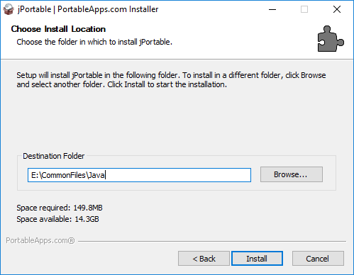 Setting the jPortable install path