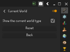 Visual example of of the simple configuration panel for the CurrentWorld plugin